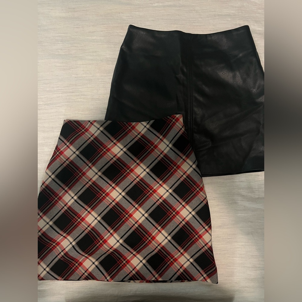 Holiday skirts. Plaid and vegan leather